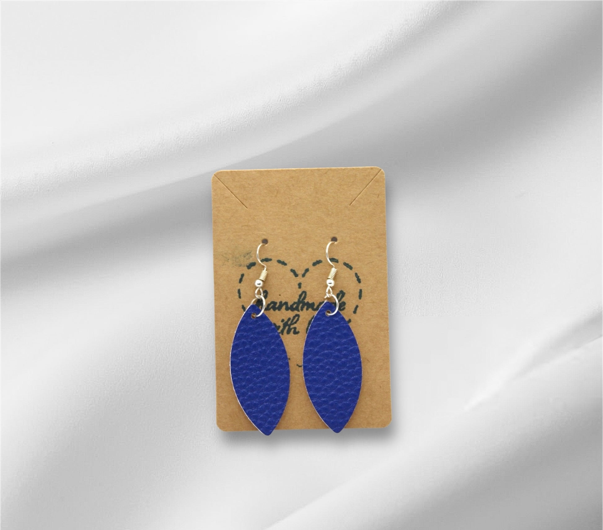 Blue Faux Leather Earring