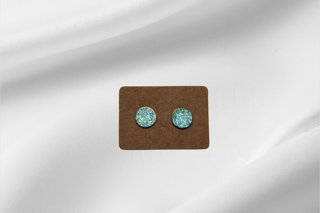 Medium Glitter Teal Crystal Studs