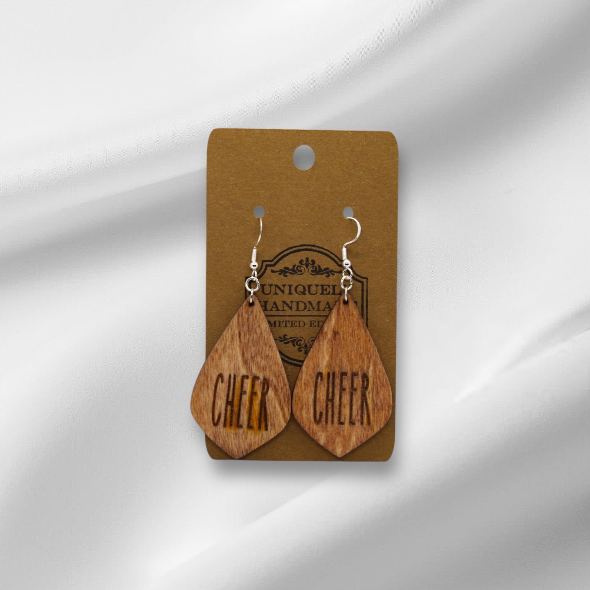 Wooden Cheer Teardrop Earring