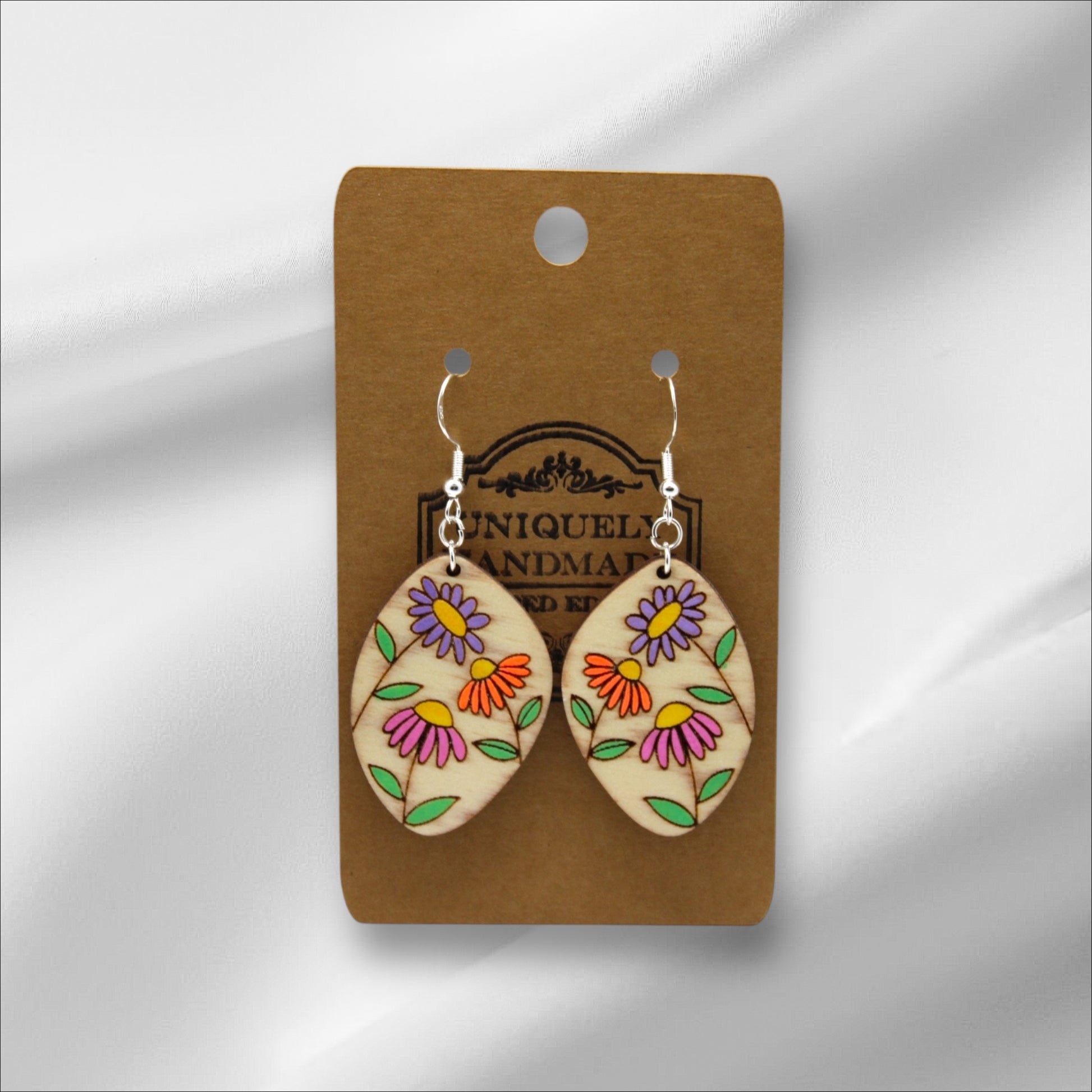 Wooden Multi Color Daisy Earring