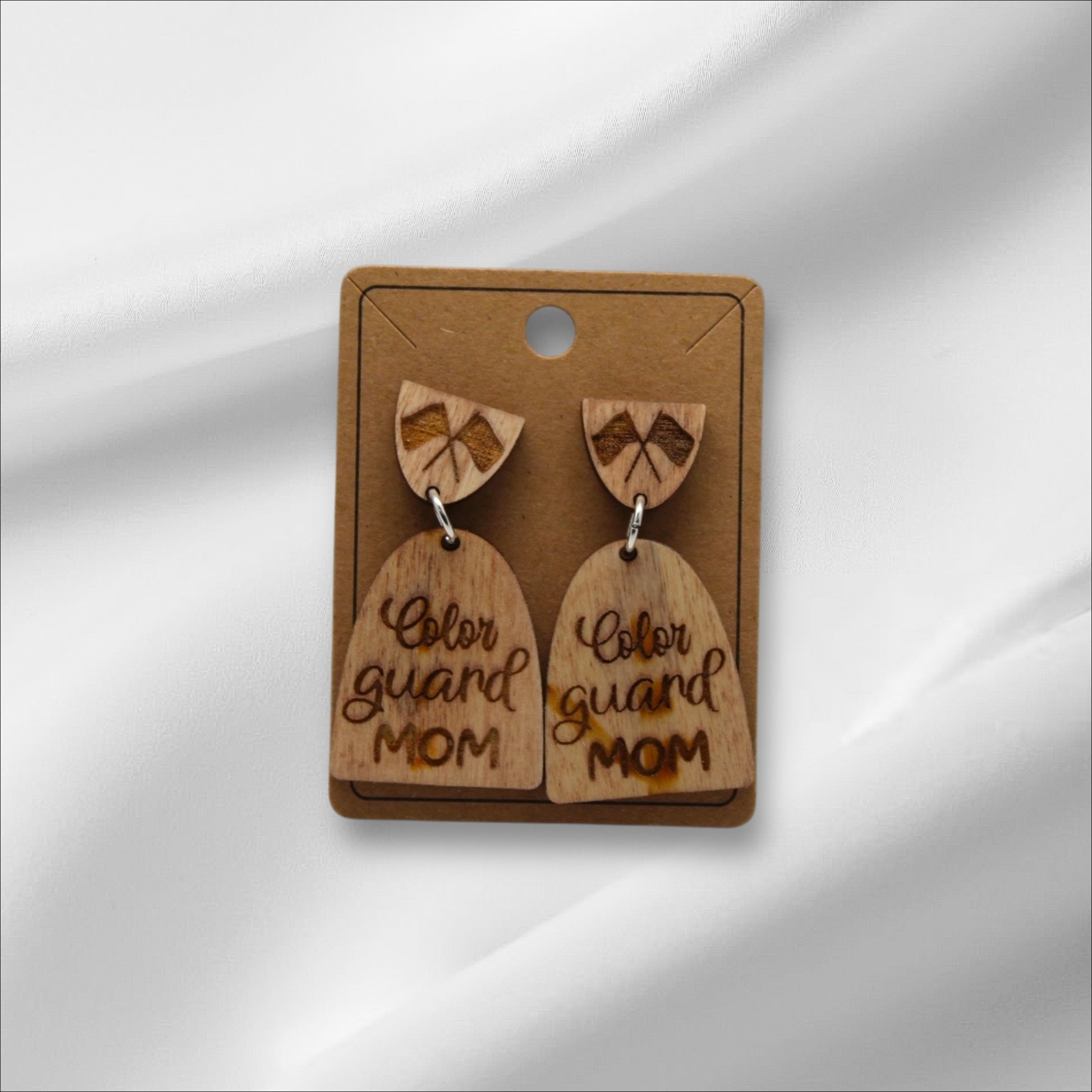 Wooden Color Guard Mom Earring