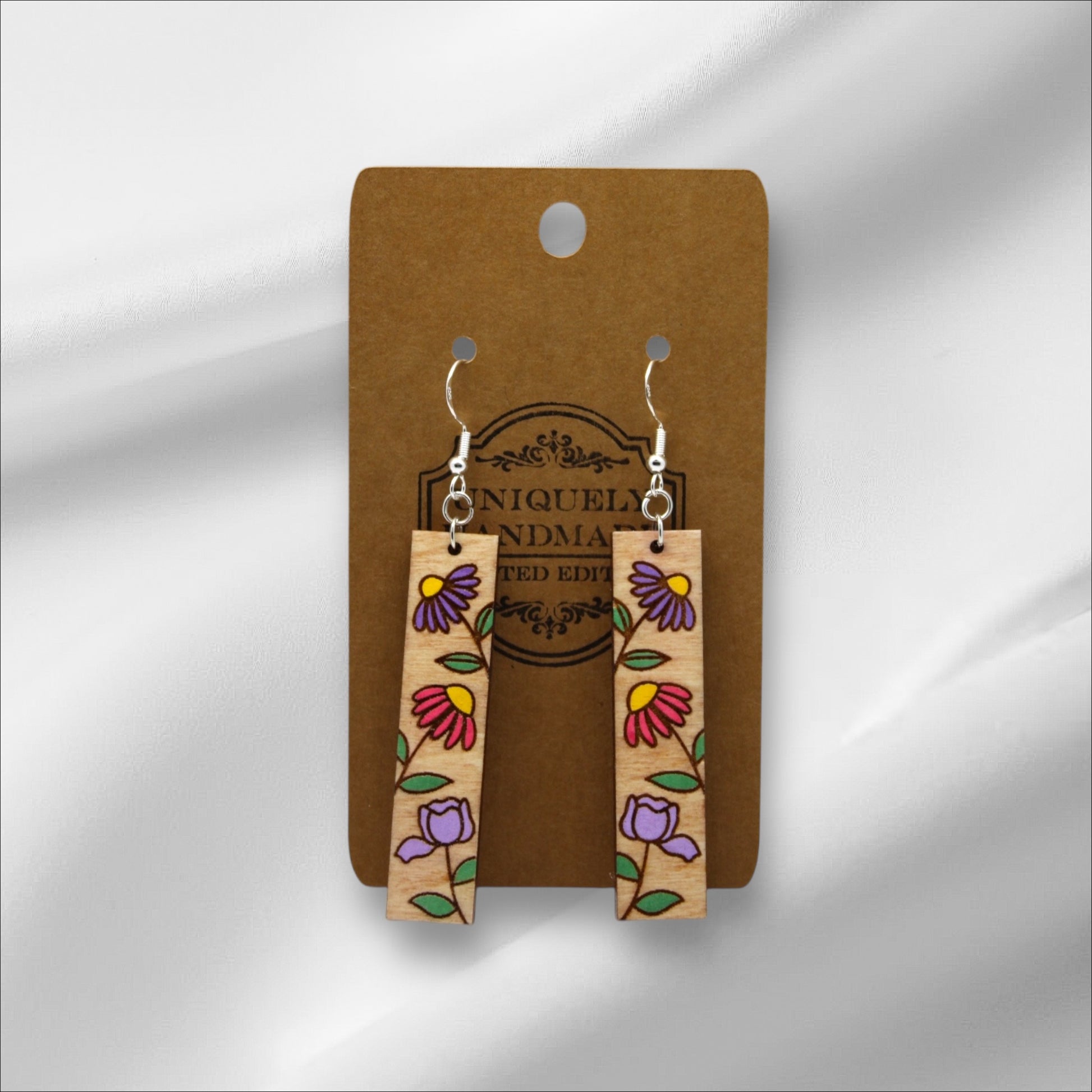 Wooden Multi Color Flowers Earring