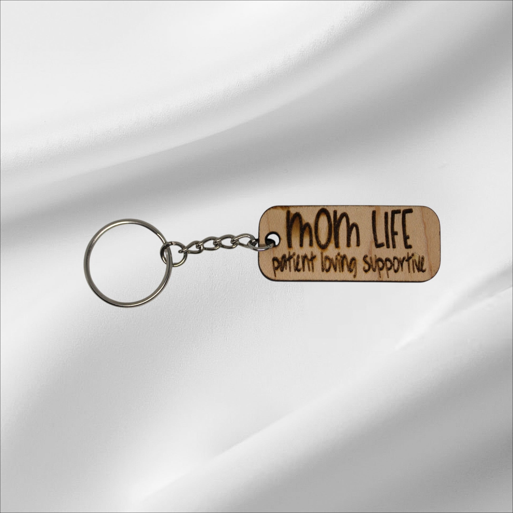Wooden Mom Life Keychain