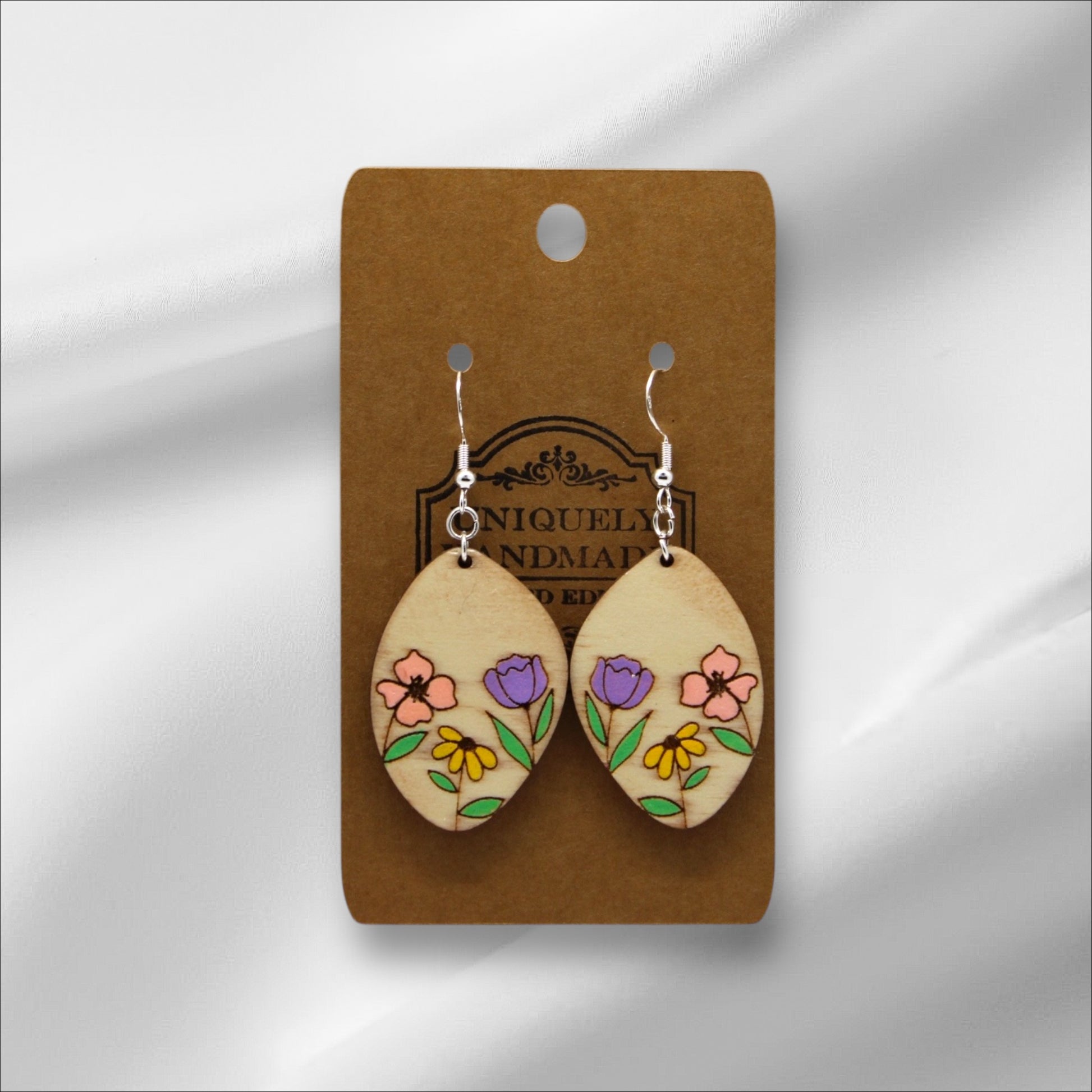 Wooden Multi Color Wildflower Dangle Earring