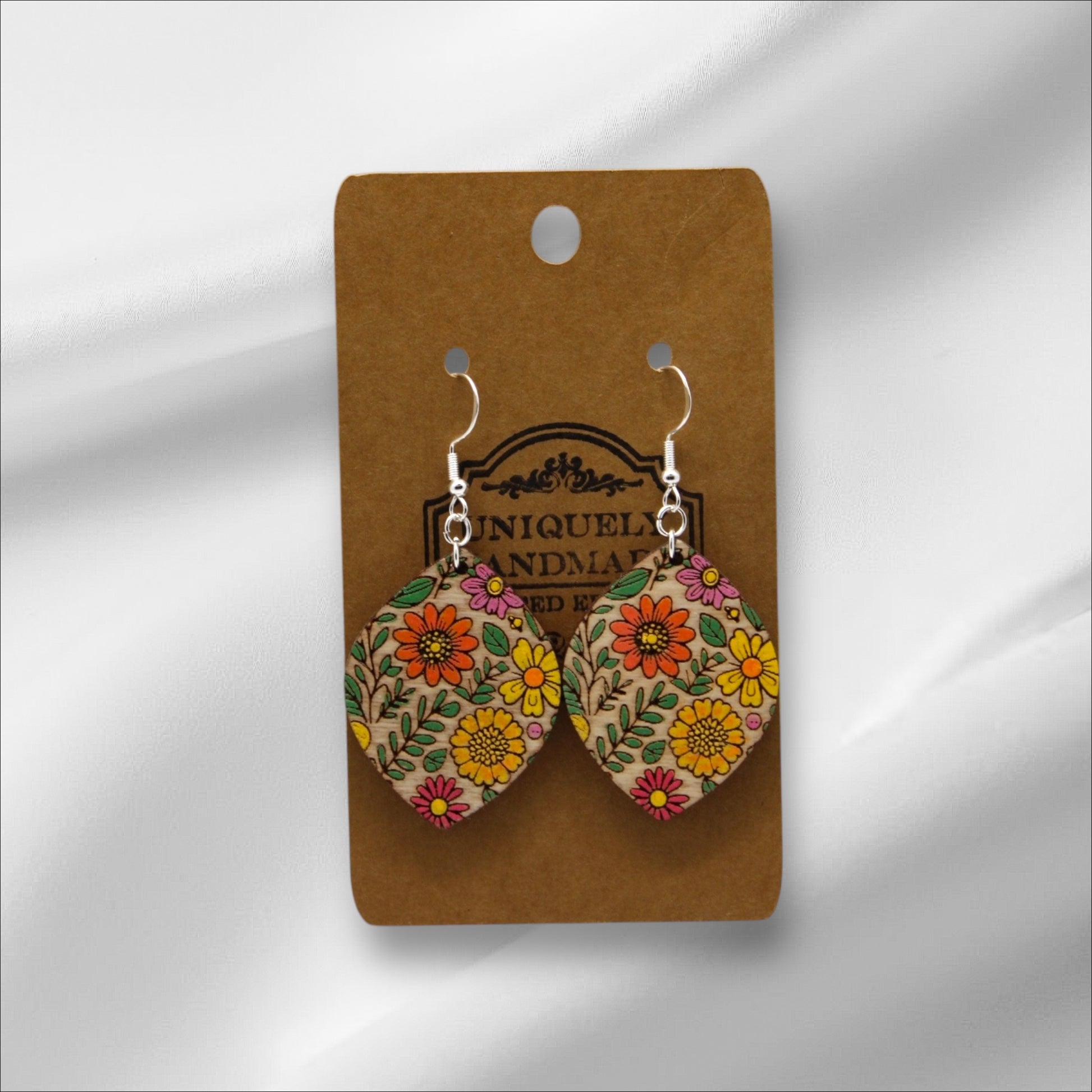 Wooden Flowers Earring