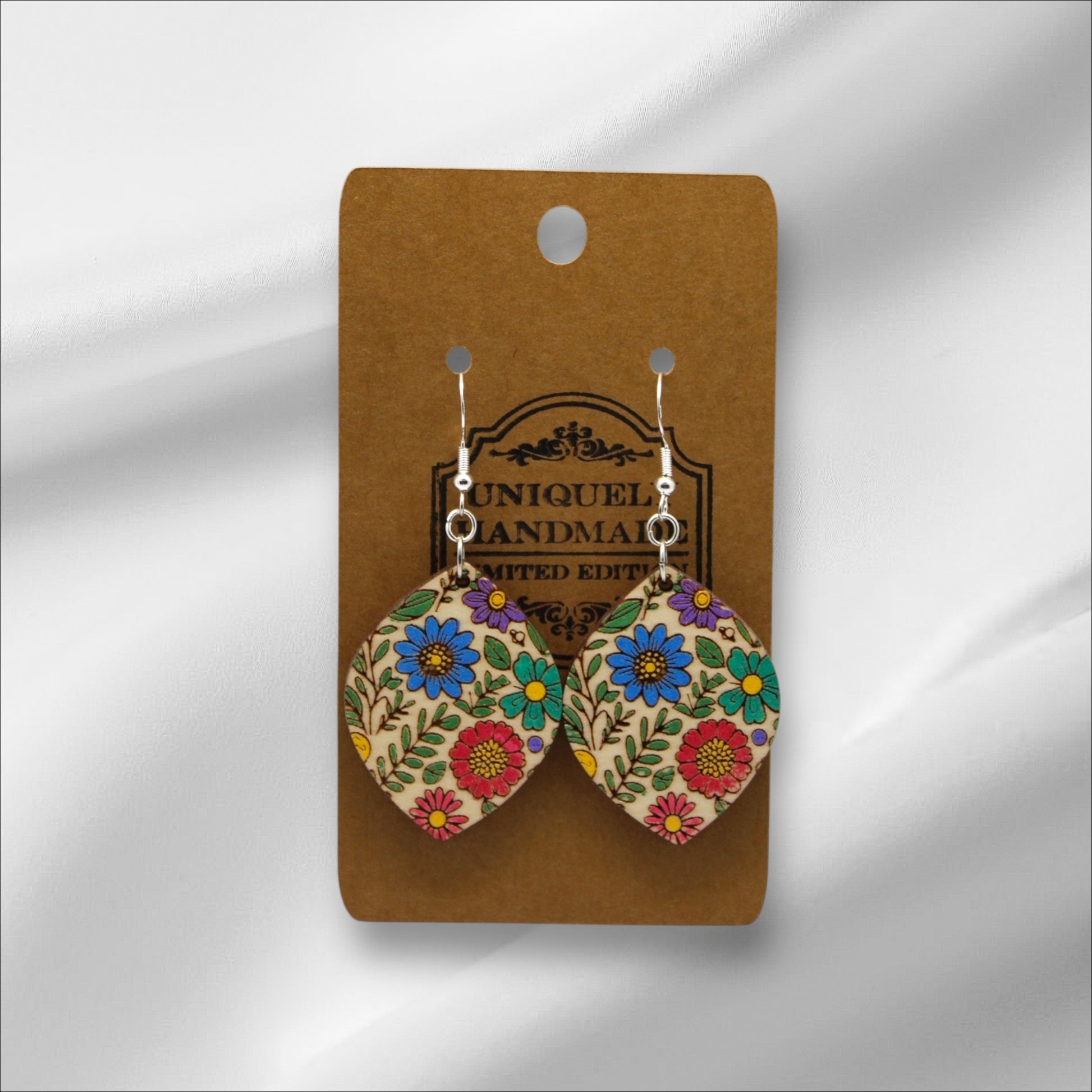Wooden Multi Color Flowers Earring