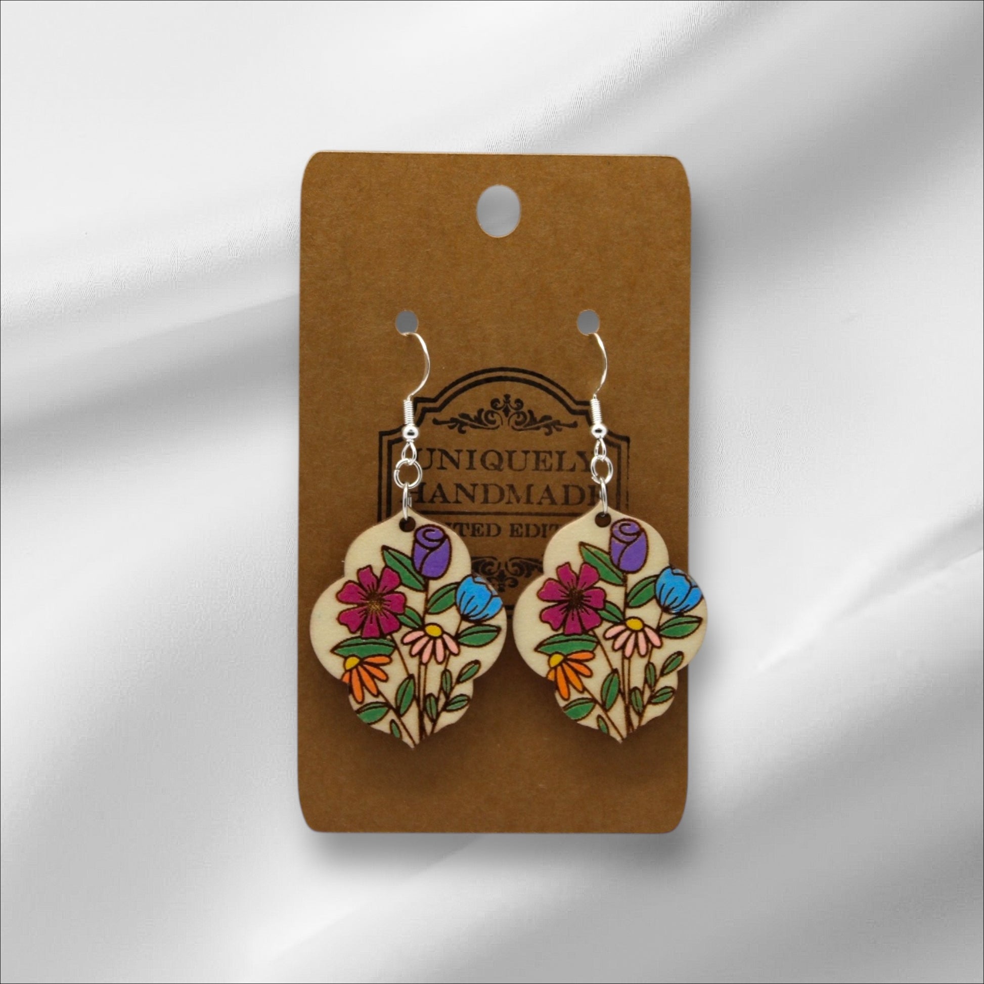 Wooden Multi Color Wildflower Earring