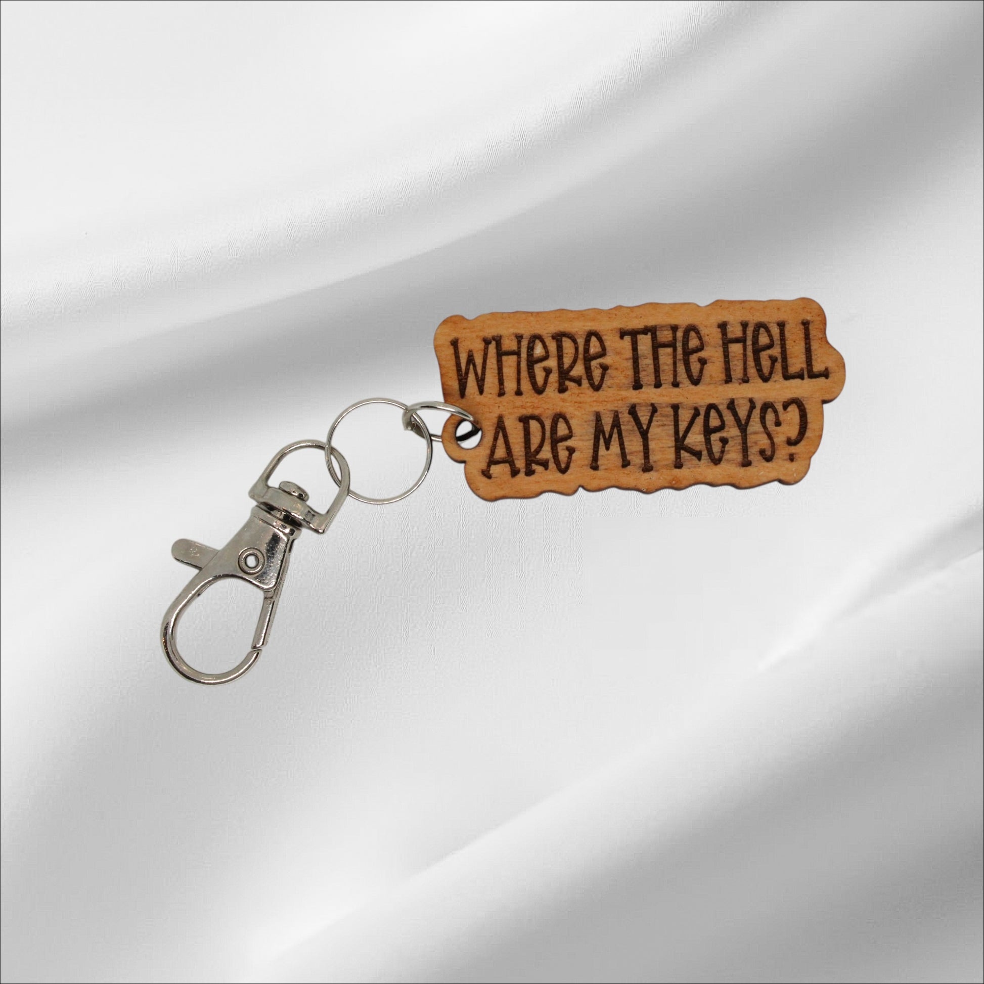 Wooden Where The Hell Are My Keys Keychain