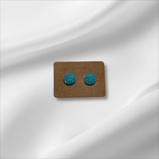 Medium Cyan Crystal Studs