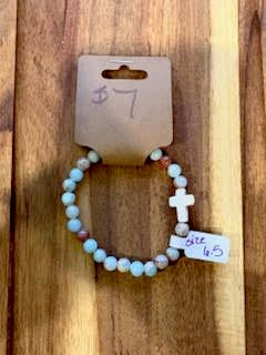 Pastel Faith Beaded Bracelet (Size 6.5)