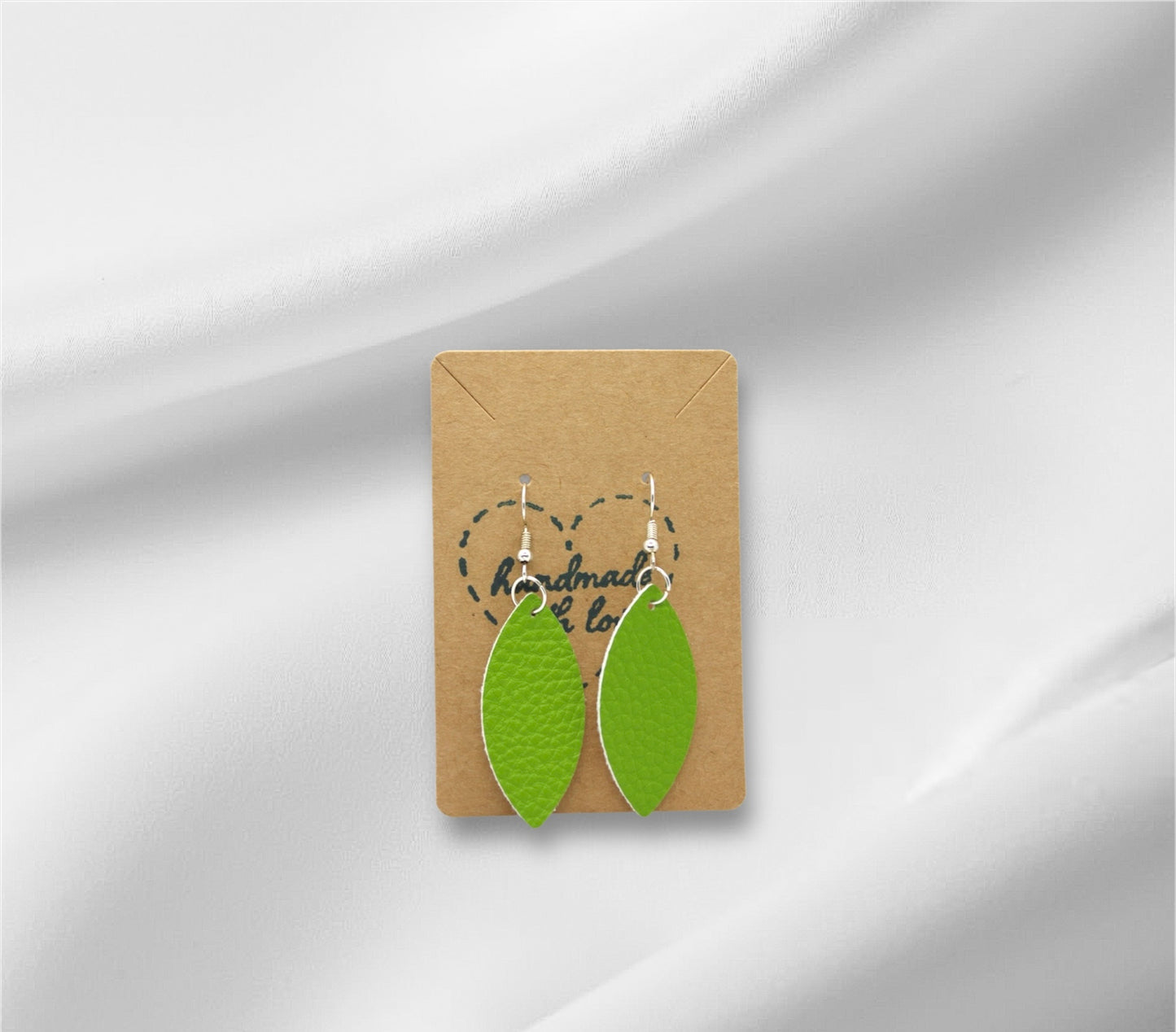 Lime Green Faux Leather Earring