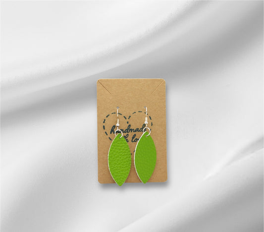 Lime Green Faux Leather Earring