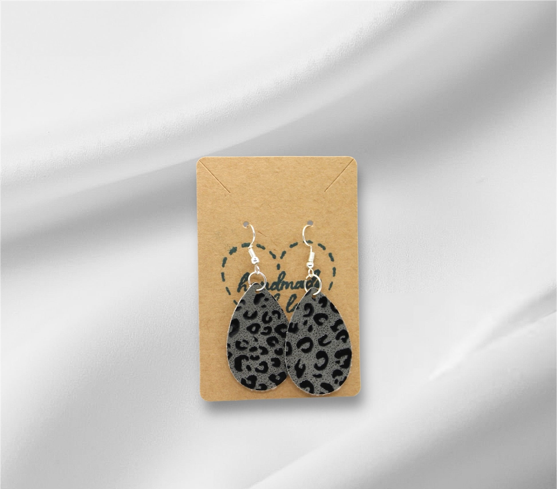Small Black Cheetah Print Faux Leather Earring
