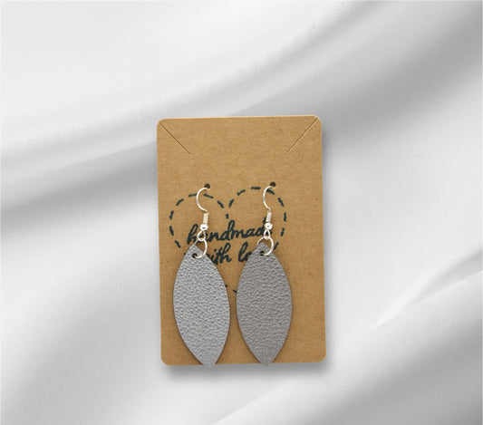 Gray Faux Leather Earring