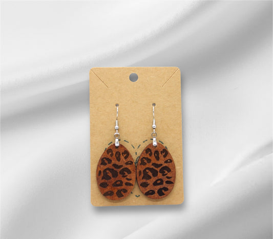 Wooden Cheetah Print Earring