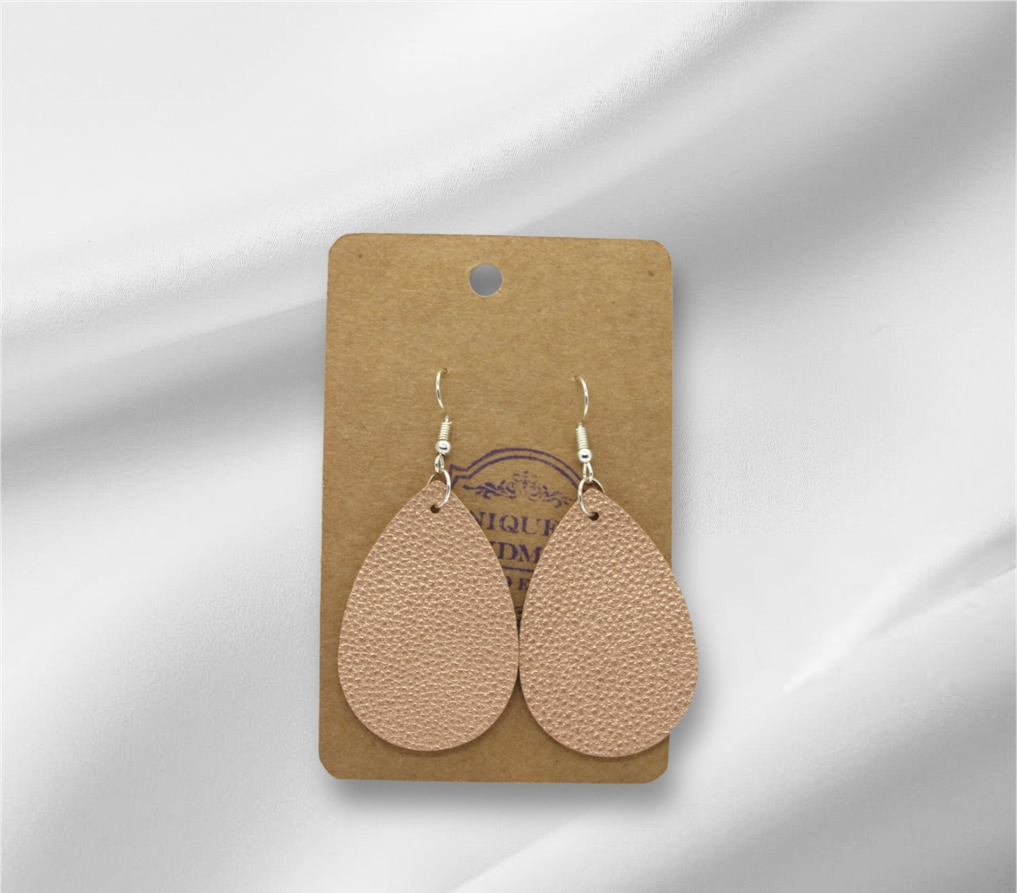 Medium Rose Gold Faux Leather Earring