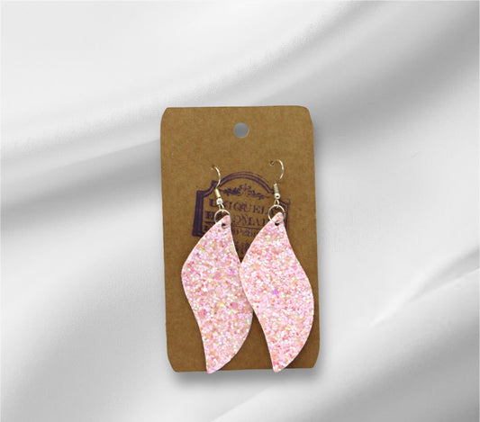 Light Pink Chunky Glitter Faux Leather Earring