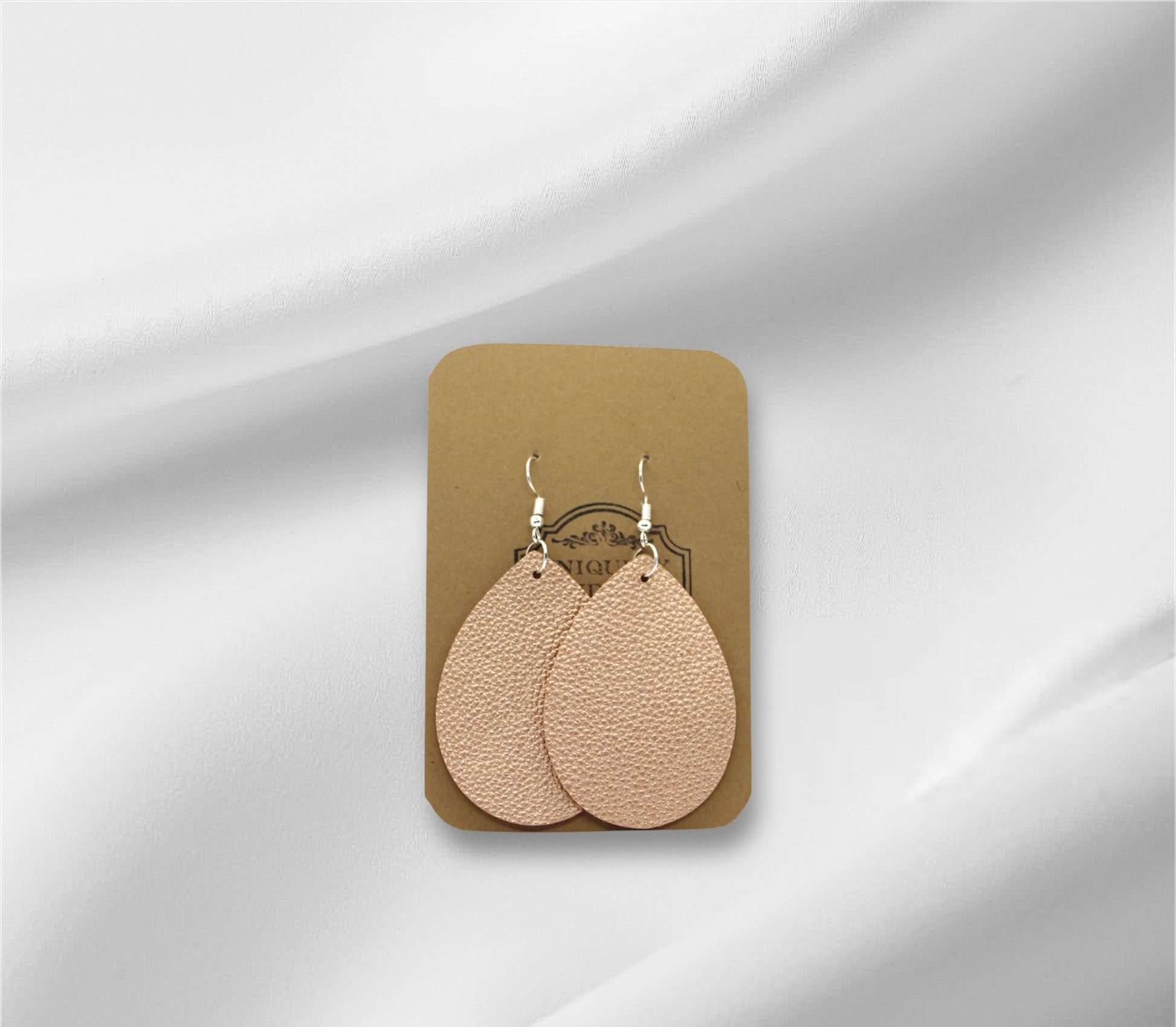Large Rose Gold Faux Leather Earring