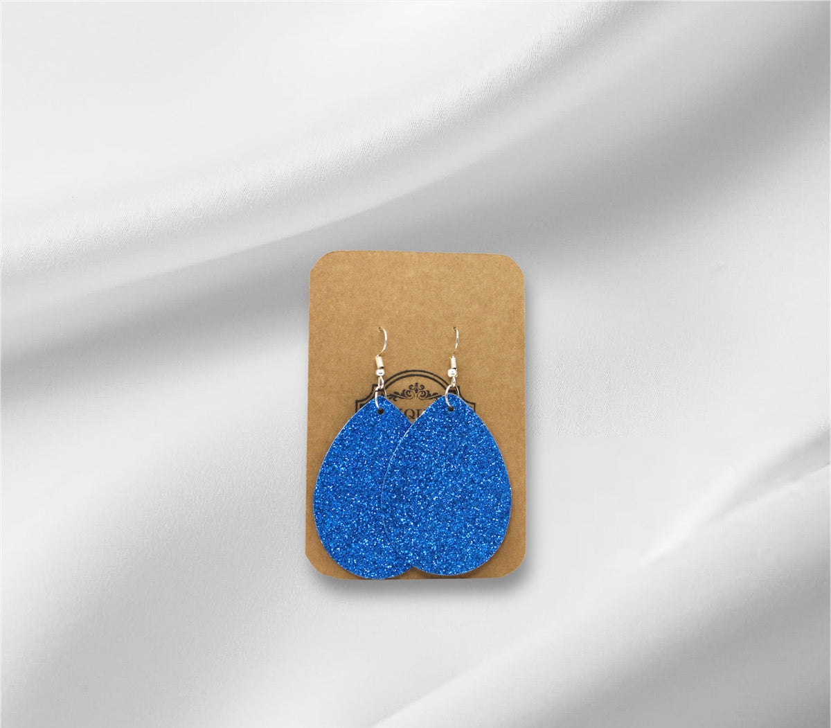 Large 4th of July Blue Glitter Earring