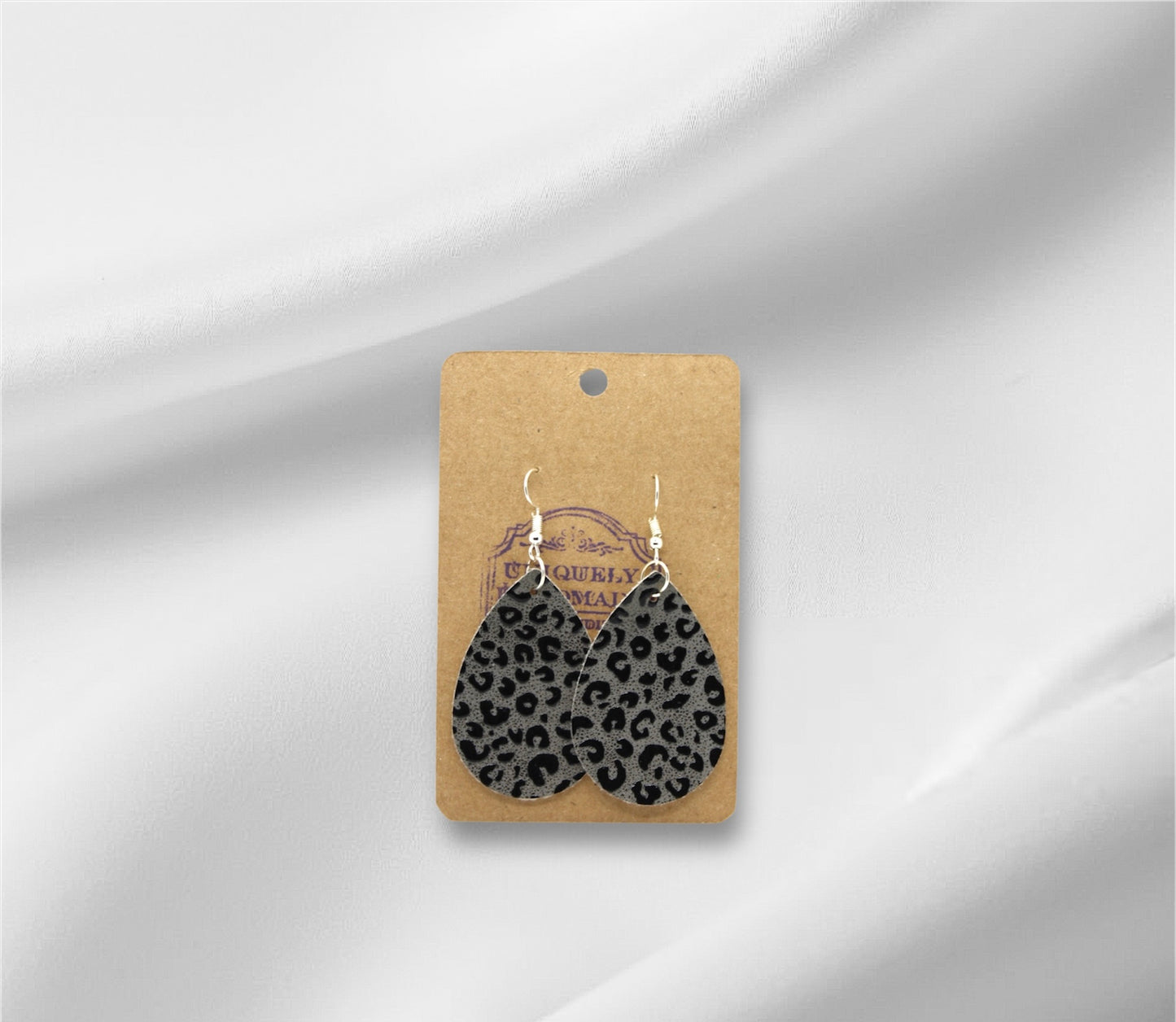 Medium Black Cheetah Print Earring