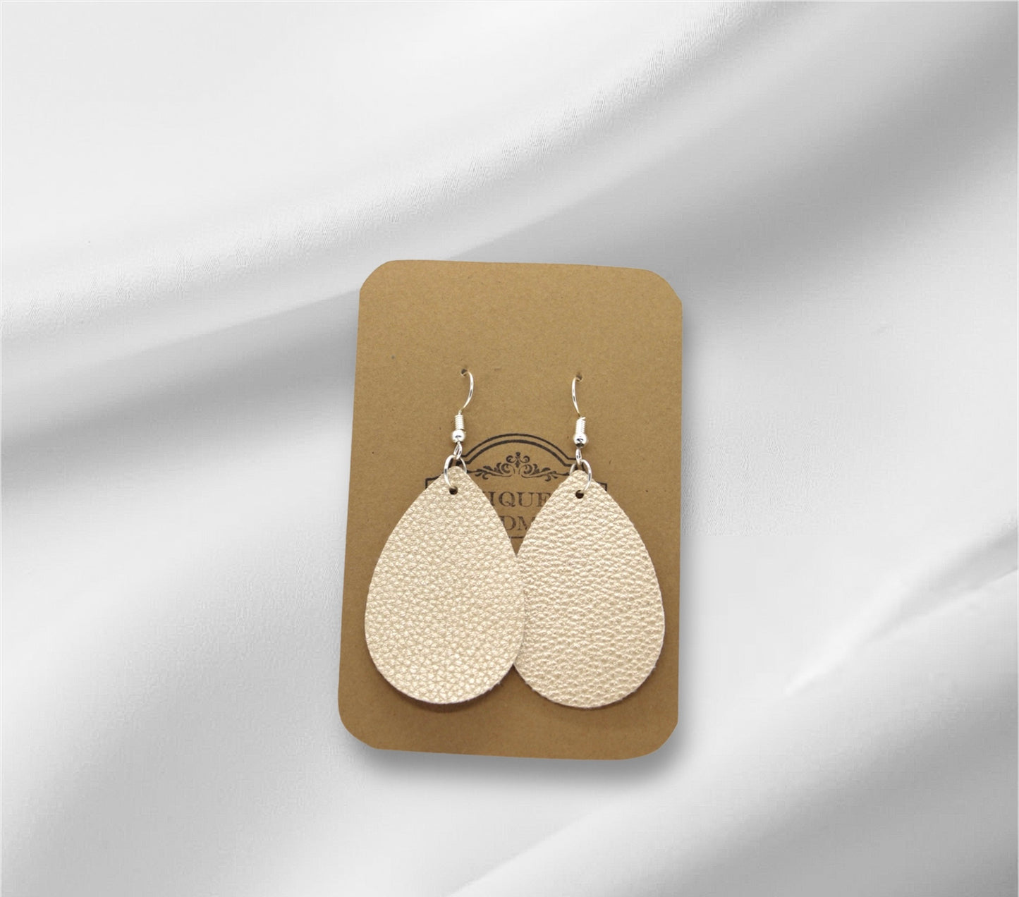 Medium Yellow Gold Faux Leather Earring