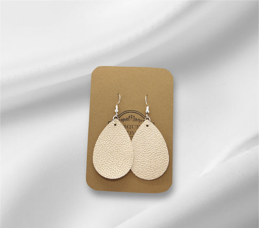 Medium Yellow Gold Faux Leather Earring