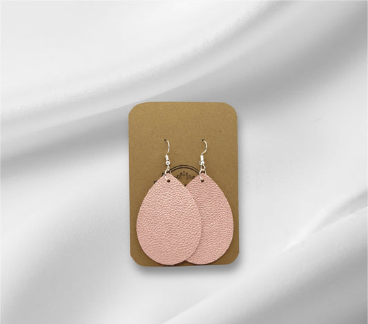 Large Pink Faux Leather Earring