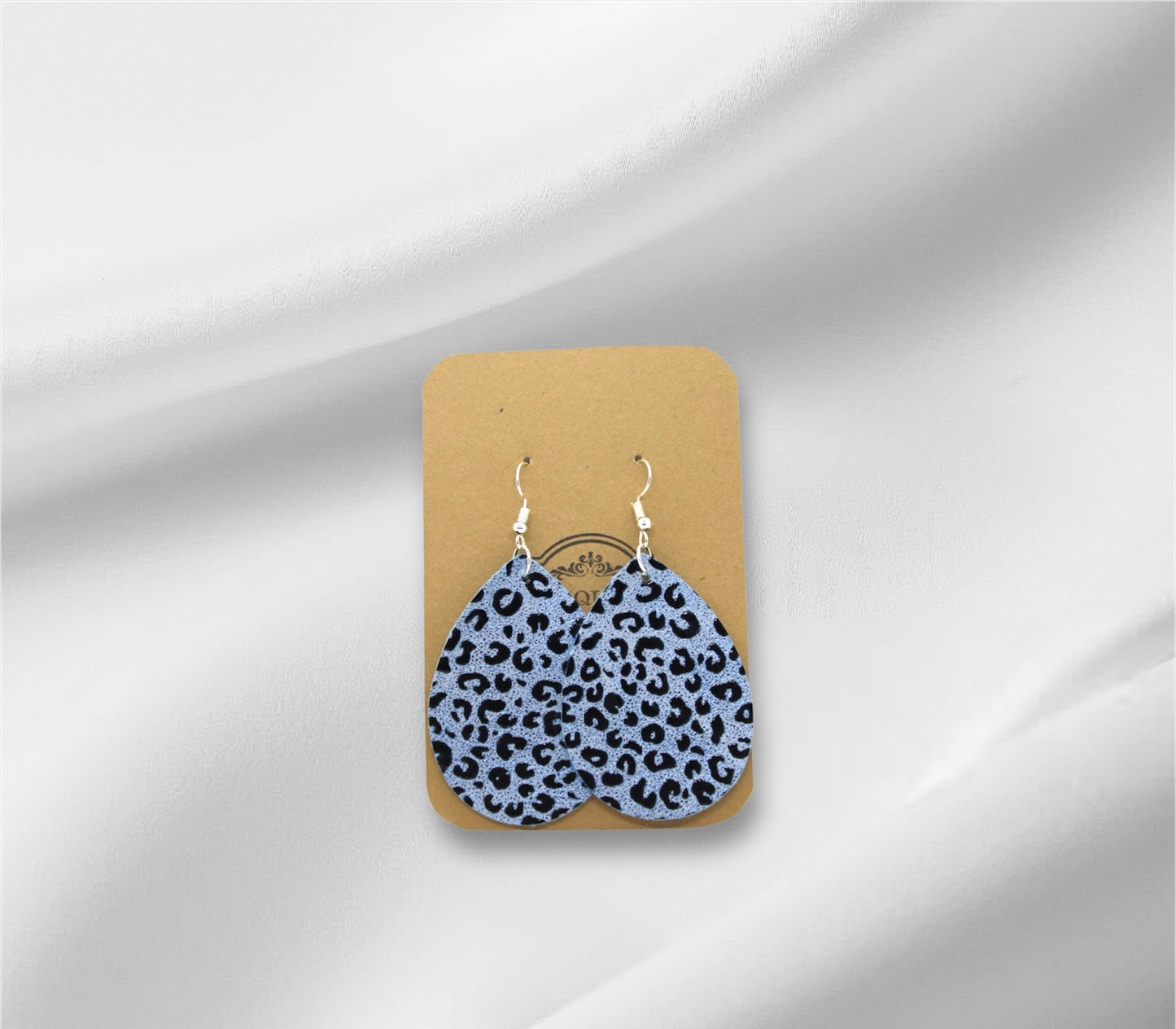 Large Blue Cheetah Print Earring