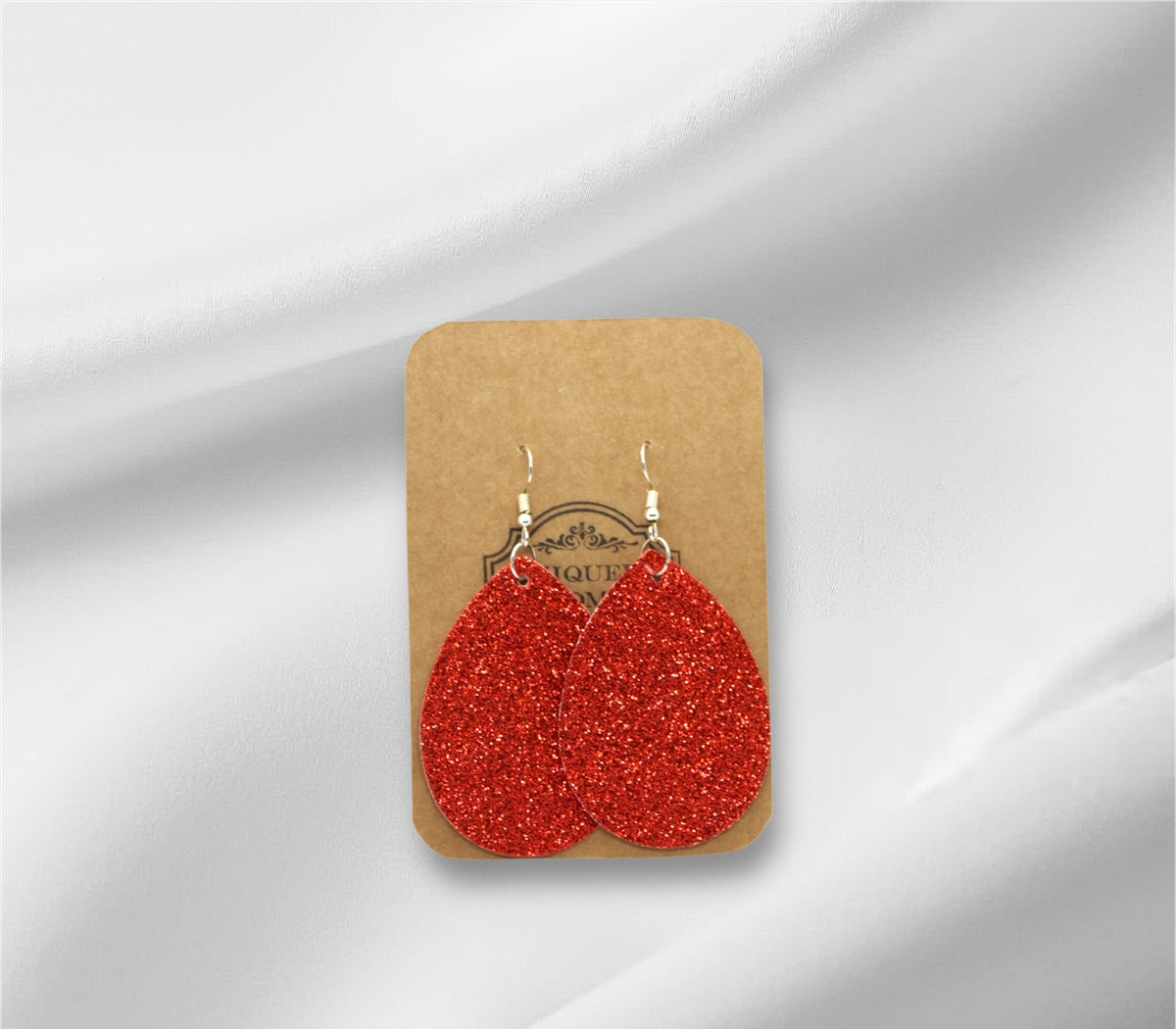 Large 4th of July Red Glitter Earring