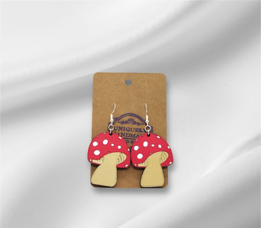 Wooden Mushroom Earring