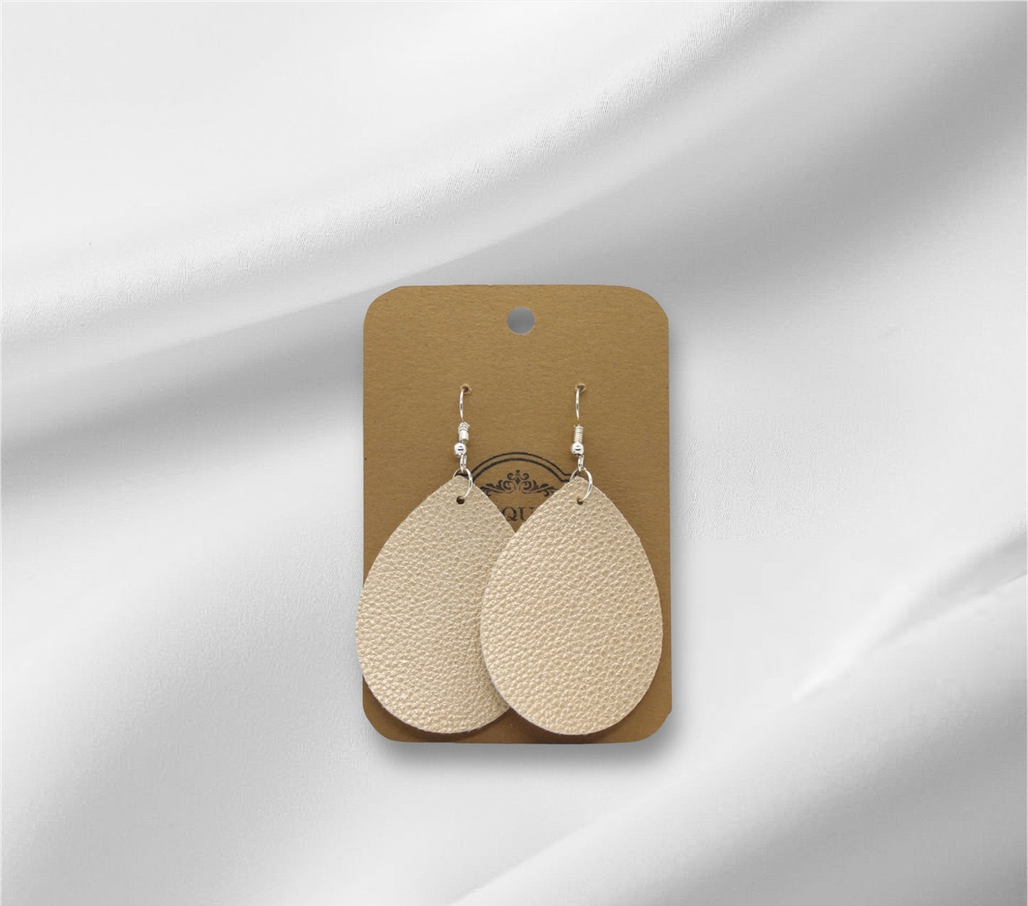 Large Gold Faux Leather Earring