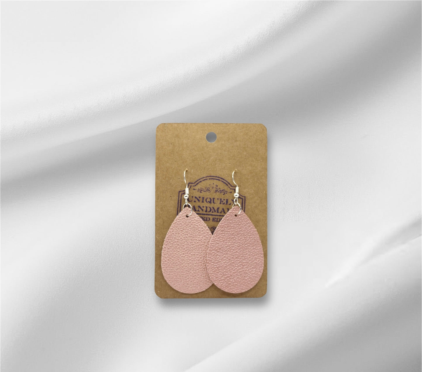 Medium Pink Faux Leather Earring