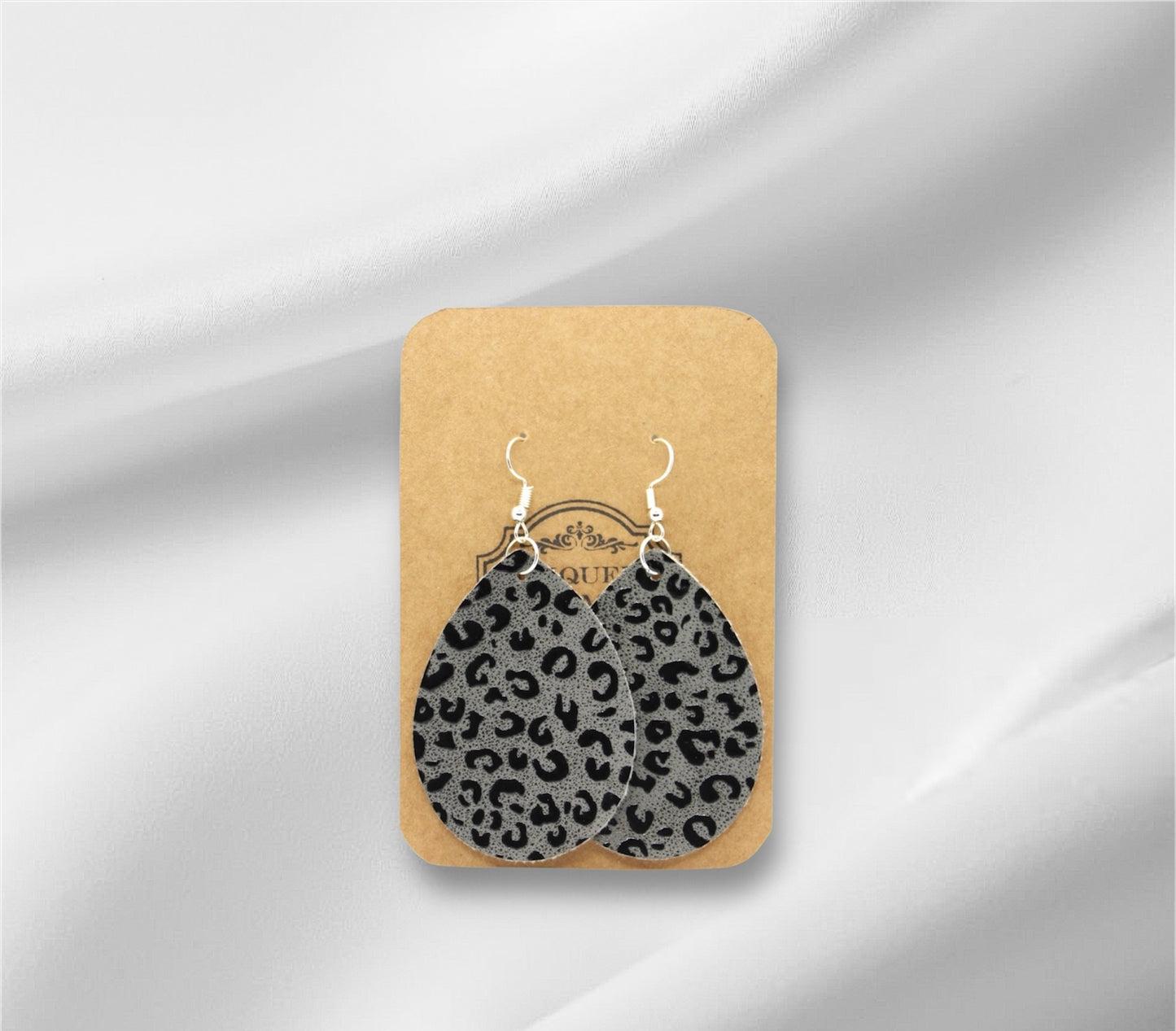 Large Black Cheetah Print Earring