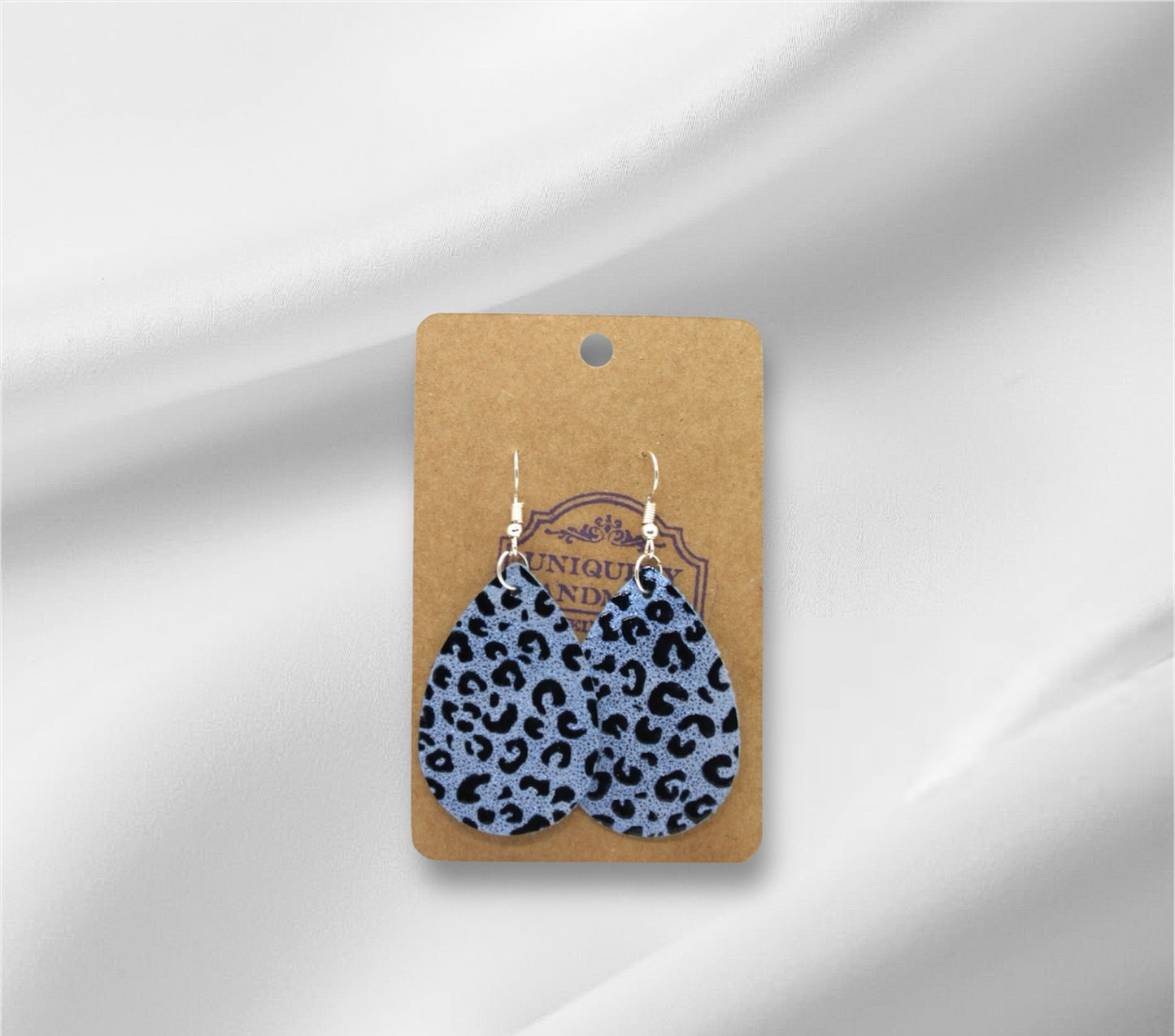 Medium Blue Cheetah Print Earring