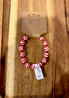 Peppermint Swirl Bead Bracelet (Size 6)