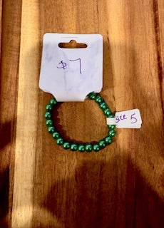 Emerald Glow Beaded Bracelet (Size 5)