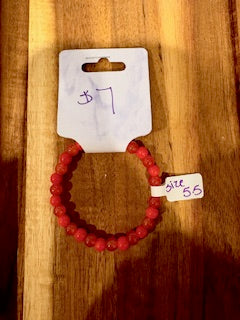 Cherry Glow Beaded Bracelet (Size 5.5)