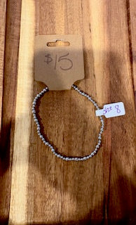 Dainty Silver Beaded Bracelet (Size 8)