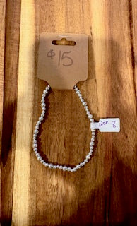 Dainty Silver Mini Bead Bracelet (Size 8)