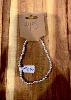 Dainty Silver Beaded Bracelet (Size 8.25)