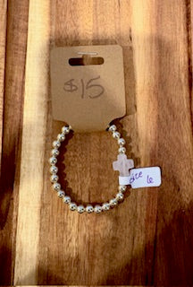 Gold Beaded Cross Bracelet (Size 6)