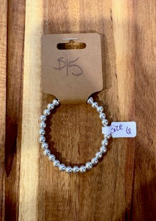 Classic Silver Beaded Bracelet (Size 6)