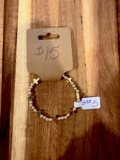 Gold Beaded Cross Bracelet (Size 5)