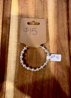 Silver Beaded Bracelet (Size 5)