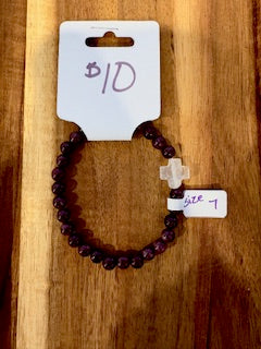 Purple Stone Cross bracelet (Size 7)