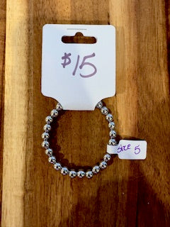 Dark Silver Beaded Bracelet (Size 5)