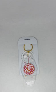 Pink Disco Ball Checker Keychain