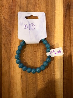 Ocean Teal Beaded Stretch Bracelet (Size 6.25)