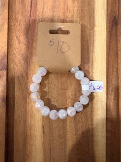 Frosted Opal Glow Beaded Stretch Bracelet (Size 6.25)