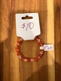 Sunset Glow Beaded Bracelet with Gold Accents (Size 5.5)